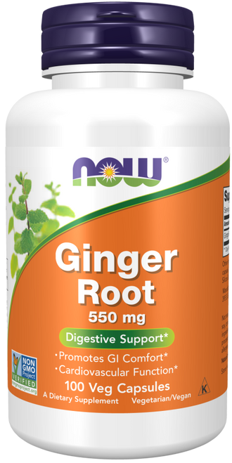 NOW Ginger Root 550 mg 100 Veg Capsules 