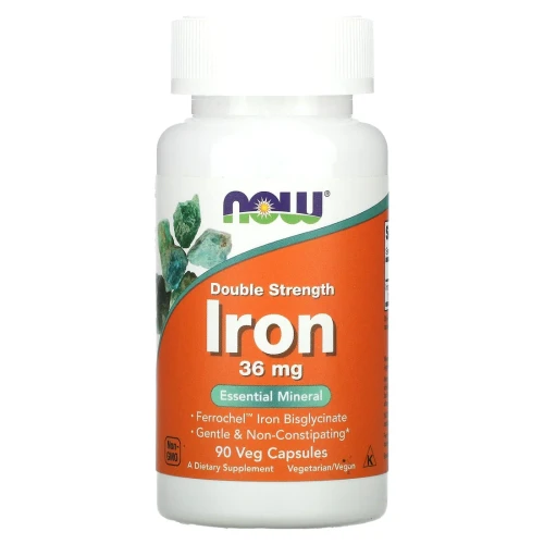 NOW Double Strength Iron 36 mg 90 Veg Capsules
