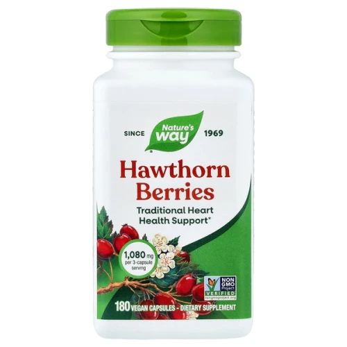 Nature's Way Hawthorn Berries 1,080 mg (Per 3 Capsule Serving) 180 Vegan Capsules