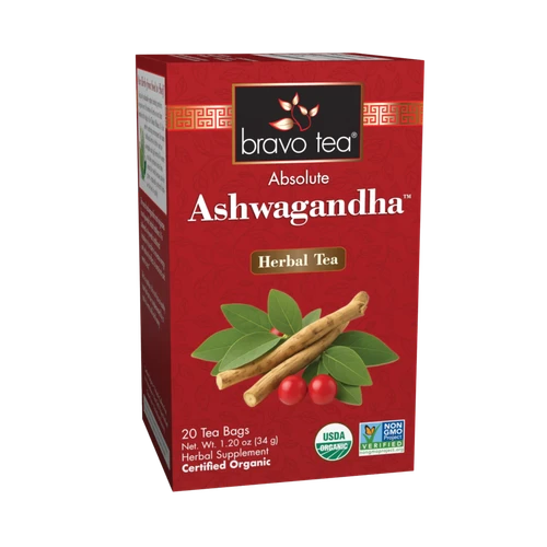 Bravo Tea Organic Absolute Ashwagandha Herbal Tea 20 Bags -1 Single Box