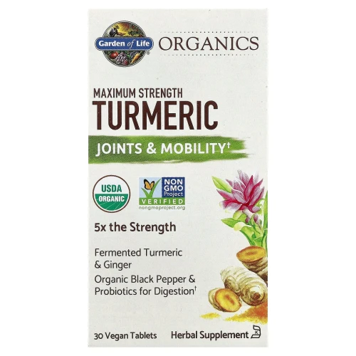 Garden of Life Maximum Strength Turmeric Joints & Mobility 30 Vegan Tablets