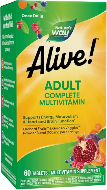 Nature's Way Alive! Daily Energy Complete Multivitamin High Potency B Vitamins 60 Tablets
