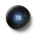 Nest Learning Thermostat Polished Obsidian front view set to 78 cooling Nest Learning Thermostat Polished Obsidian front view set to 78 cooling