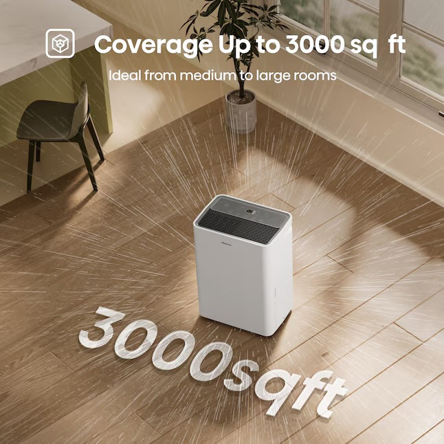 Coverage up to 3,000 square feet. Ideal from medium to large rooms.