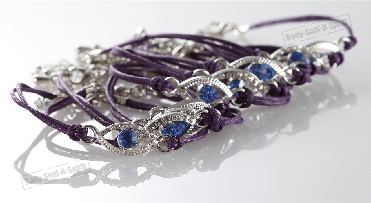 Lot Purple Evil Eye Bracelets STRING Kabbalah good Lucky Charm