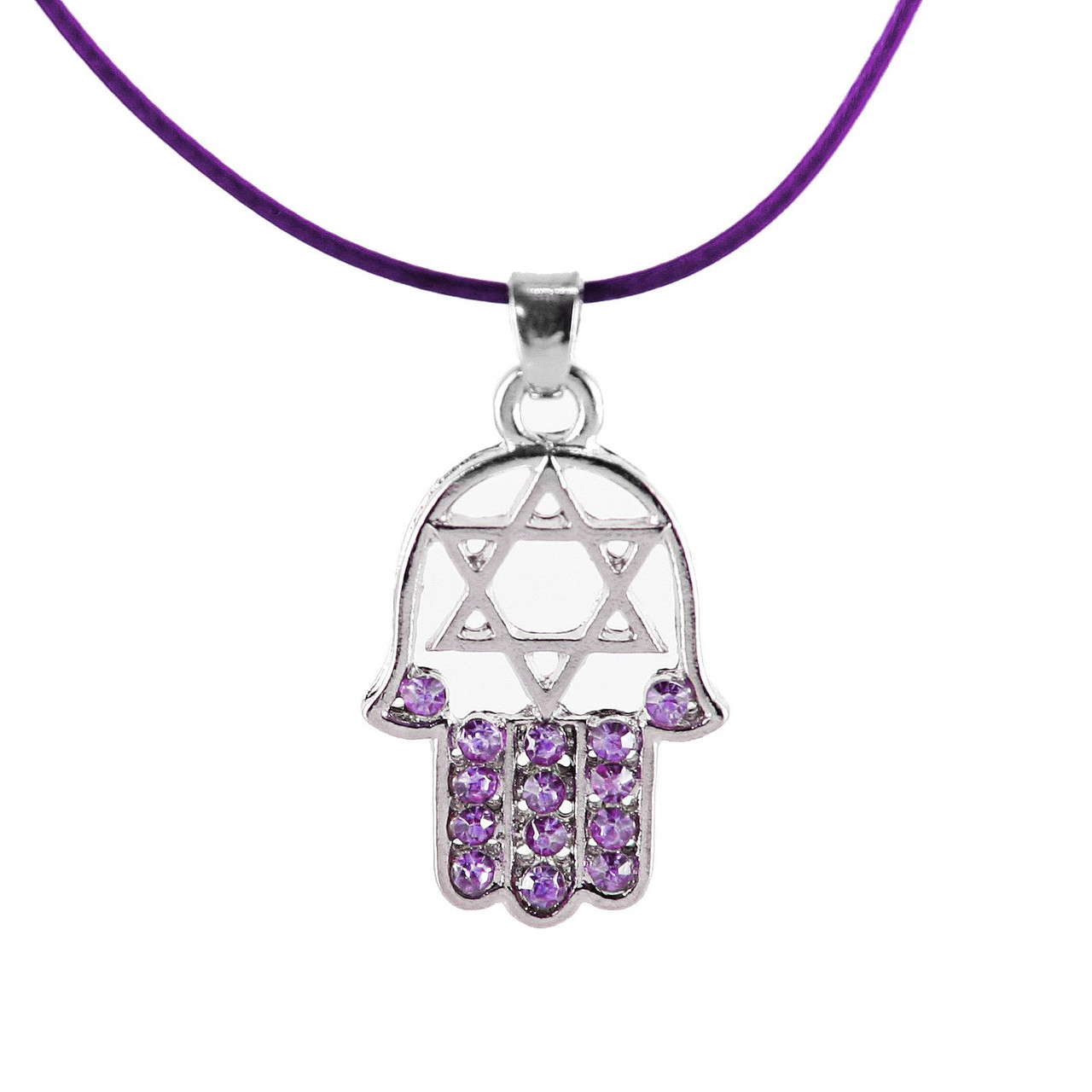 Small Triple Diamond Evil Eye, Heart, Hamsa and Star of David Necklace