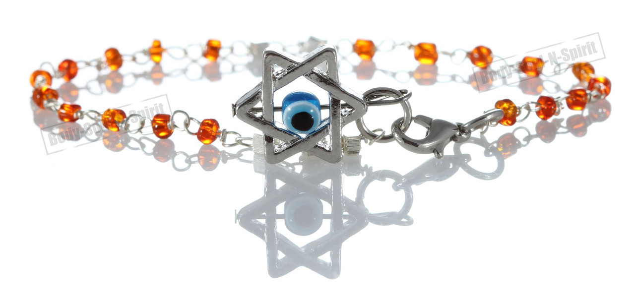 Israel Jewish Judaica Jewelry /"LUCKY EYE/" Star of David Black Beaded Bracelets