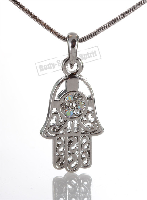 Jewish Floral lucky charm Hamsa Necklace Silver Plated Pendant Judaica Kabbalah Jewish Floral lucky charm Hamsa Necklace Silver Plated Pendant Judaica Kabbalah
