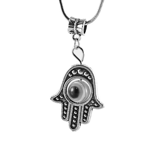 Diamond and Turquoise Evil Eye Hamsa Necklace 14K Gold