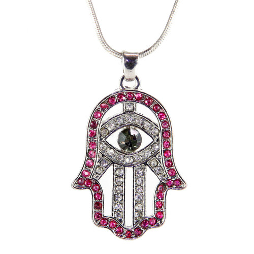 Hamsa Necklace Hand of God Pink Evil Eye Charm Pendant Jewish Judaica Kabbalah birthday gift Hamsa Necklace Hand of God Pink Evil Eye Charm Pendant Jewish Judaica Kabbalah birthday gift
