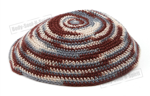 Holy Brown Yarmulke Knitted Kippah Tribal Jewish Yamaka Israel Hat Covering Cap