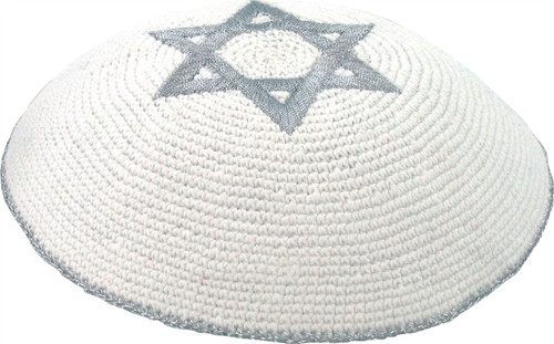 Gray Star of David Knitted Kippah Yarmulke Tribal Jewish Yamaka Kippa Israel