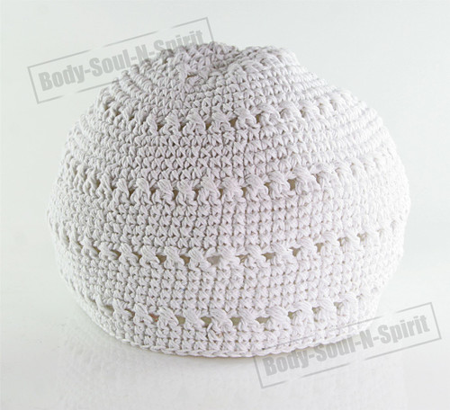 White Knitted Kippah Yarmulke Tribal Jewish Hat covering Cap