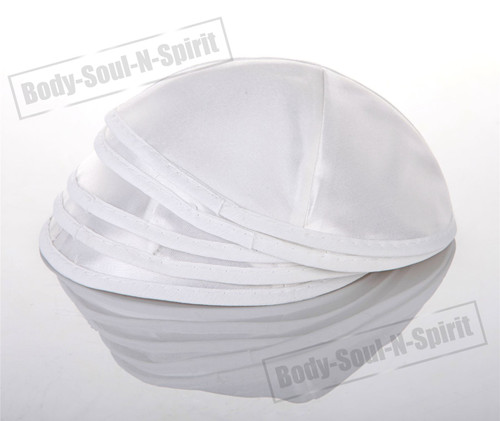 5 White Satin Kippah Yarmulke Tribal Jewish Yamaka Kippa Israel Hat Covering Cap