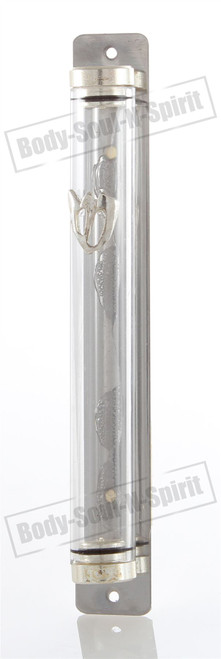 Glass Holy Siver Mezuza Case 10 cm Judaica Jewish special Design made in Israel Glass Holy Siver Mezuza Case 10 cm Judaica Jewish special Design made in Israel