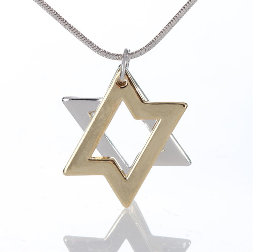 Modern design Judaica split Star of David lucky success Pendant Jewish Necklace