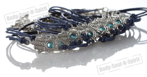Lot Blue Hamsa Evil Eye Bracelets STRING Kabbalah good Lucky Charm Jewelry