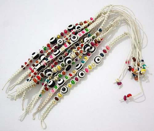 Lot Evil Eye White String Ethnic Bracelets Lucky Eye Charm Bead success Bracelet