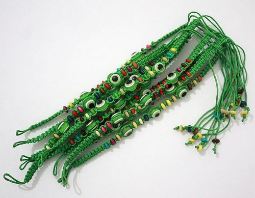 Lot Evil Eye Green String Ethnic Bracelets Lucky Eye Charm Bead success Bracelet