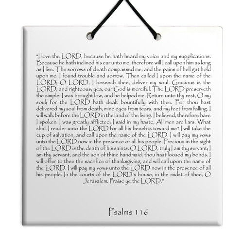 Holy TEHILLIM Psalms Chapter: 116 Wall Hanging Tile Decor Torah Bible Judaica