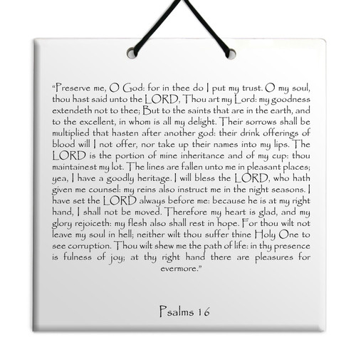 Holy TEHILLIM Psalms Chapter: 16 Wall Hanging Tile Decor Torah Bible Judaica