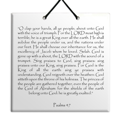 Holy TEHILLIM Psalms Chapter: 47 Wall Hanging Tile Decor Torah Bible Judaica