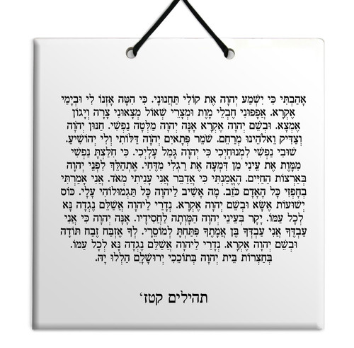 Hebrew Book of Psalms Ceramic TILE holy bible Tehillim Chapter 116 תהילים עברית