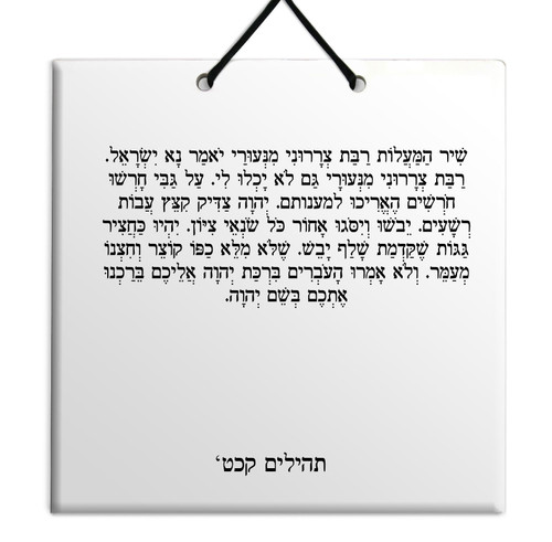 Hebrew Book of Psalms Ceramic TILE holy bible Tehillim Chapter 129 תהילים עברית