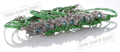 Lot Green Hamsa Evil Eye Bracelets STRING Kabbalah good Lucky Charm Jewelry