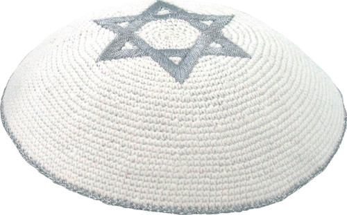 Holy Kippa Gray Star of David Knitted Yarmulke Tribal Jewish Yamaka Israel hat