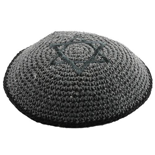 Gray Star of David Knitted Holy Kippa Yarmulke Tribal Jewish Yamaka Israel hat