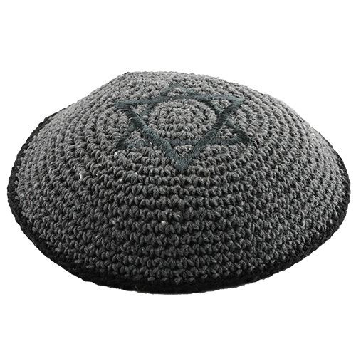 Gray Star of David Knitted Holy Kippa Yarmulke Tribal Jewish Yamaka Israel hat Gray Star of David Knitted Holy Kippa Yarmulke Tribal Jewish Yamaka Israel hat