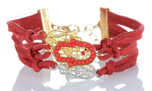 NEW Red 3 STRING Bracelet Kabbalah Mix pendent Hamsa Lucky Charm Jewelry