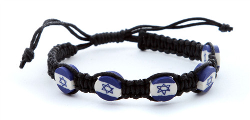 Black Braided Bracelet Lucky Charm Jewelry Star of David Israel flag pendant