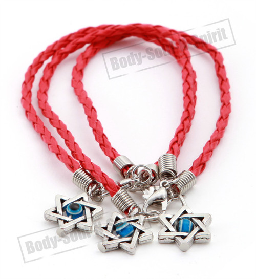 3 Holy Red String Lucky Charm Bracelet Star David Pendant soul Jewish Jewelry