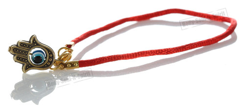 Red Hamsa HAND String Bracelet Success Good Luck Charm Gold TONE Kabbala Jewelry