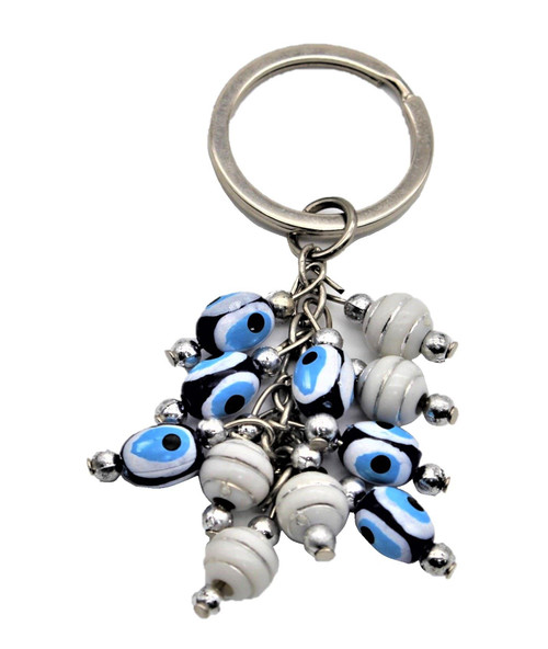 Positive energy Gift Greek Turkish evil eye Beads Key Chain success karma ring