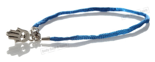 Hamsa HAND FATIMA Lucky Charm BLUE String Bracelet Pendant KARMA Jewelry
