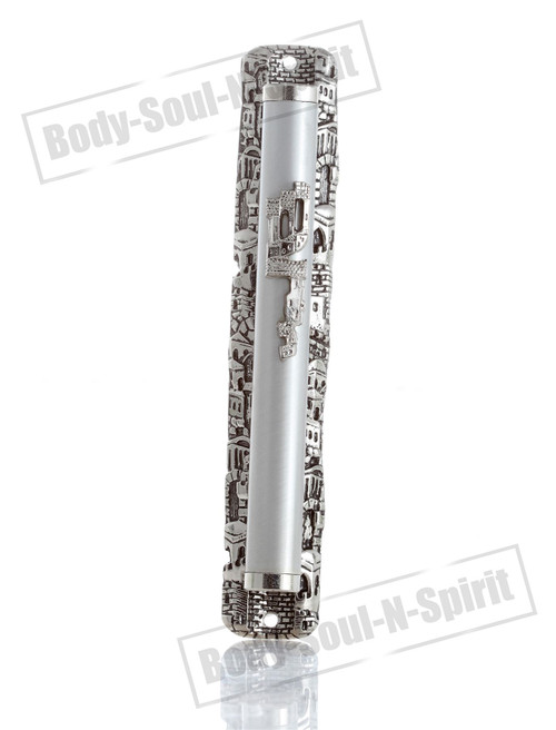 Silver plated Mezuzah Mezuza Case 12cm Judaica Jewish Jerusalem Design Israel Silver plated Mezuzah Mezuza Case 12cm Judaica Jewish Jerusalem Design Israel