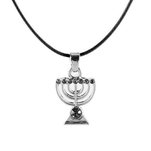 Black Jewish MENORAH Hanukkah lamp Necklace Israel Kabbalah Judaica Jewelry gift