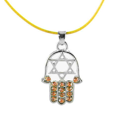 Hamsa Hand OF God Star OF David Pendant Necklace Blue CZ Black Plated | eBay