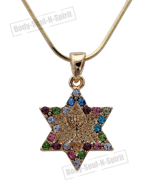 Holy Gift Star of David Magen Soul Lamp Menorah Pendant Necklace LUCKY Judaica
