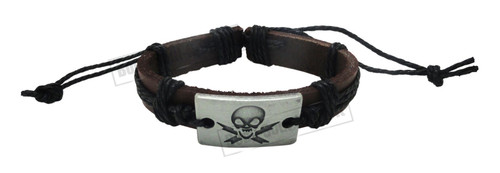 Black Tribal Pirates Leather Bracelet Skull Surfer Wrist Band Cuff Bangle string