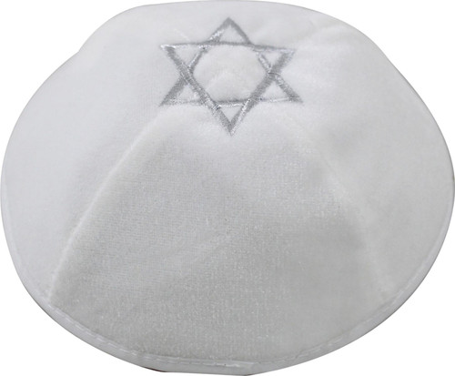 White Star of David velvet covering Cap Beanie Jewish Kippah Holyland Yarmulke