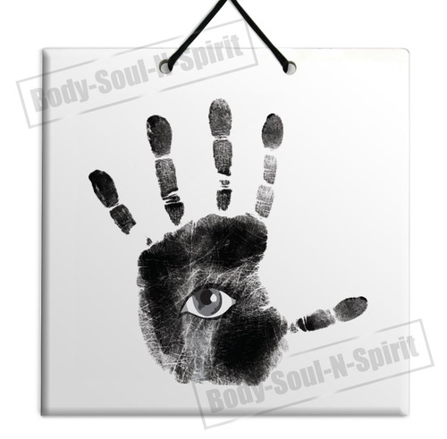 DECORATIVE HAND PRINT EVIL EYE Ceramic WALL hanging tile Plaque DECORATIVE HAND PRINT EVIL EYE Ceramic WALL hanging tile Plaque