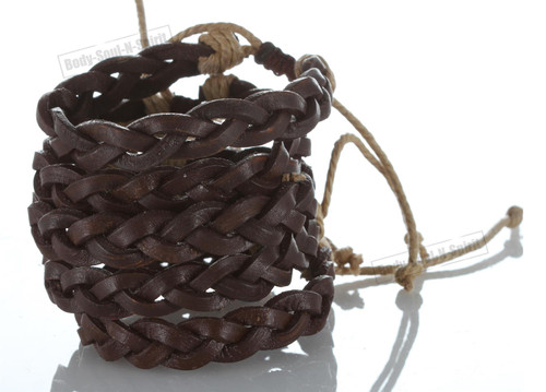 Braided Brown Ethnic Leather Bracelet Cuff Bangle Wristband surfer stylish gift