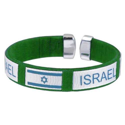 GREEN Israel Flag Star of David Bangle Cuff Bracelet Jewish holy souvenir gift