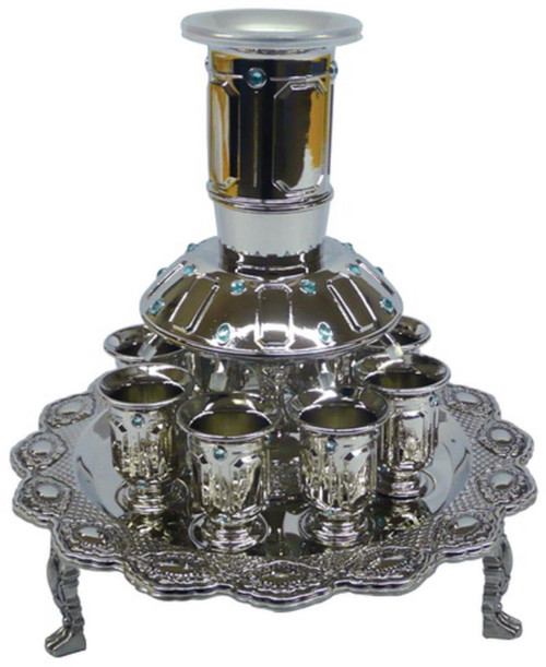 Shabbat luxurious Nickel Wine Divider 3 Legs Kiddush Cup Fountain Goblet Judaica