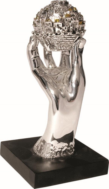 Sculpture Hand Holding Jerusalem Spining Ball 925 electroformed silver pretty gift