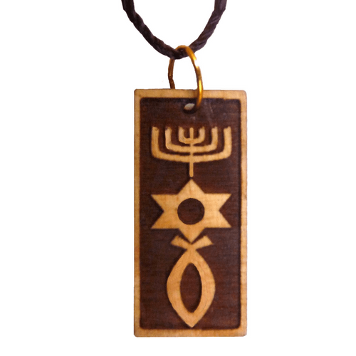 Messianic Grafted In Engraved Pendant star of david menorah Charm Necklace